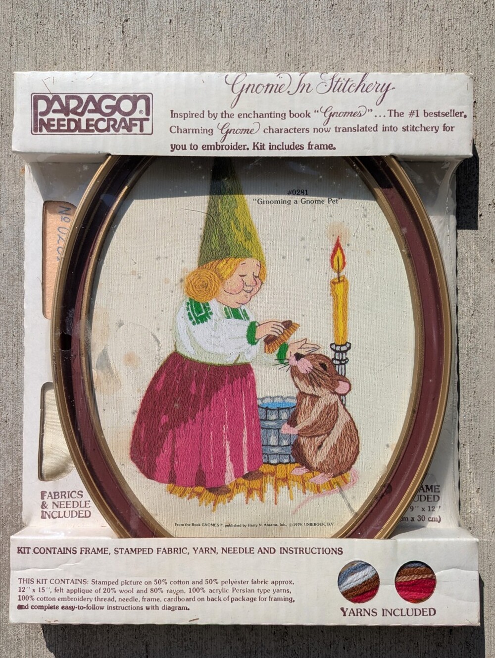 Vintage Paragon Needlecraft Gnome 0281 70s Crewel Embroidery Kit Yarn Frame